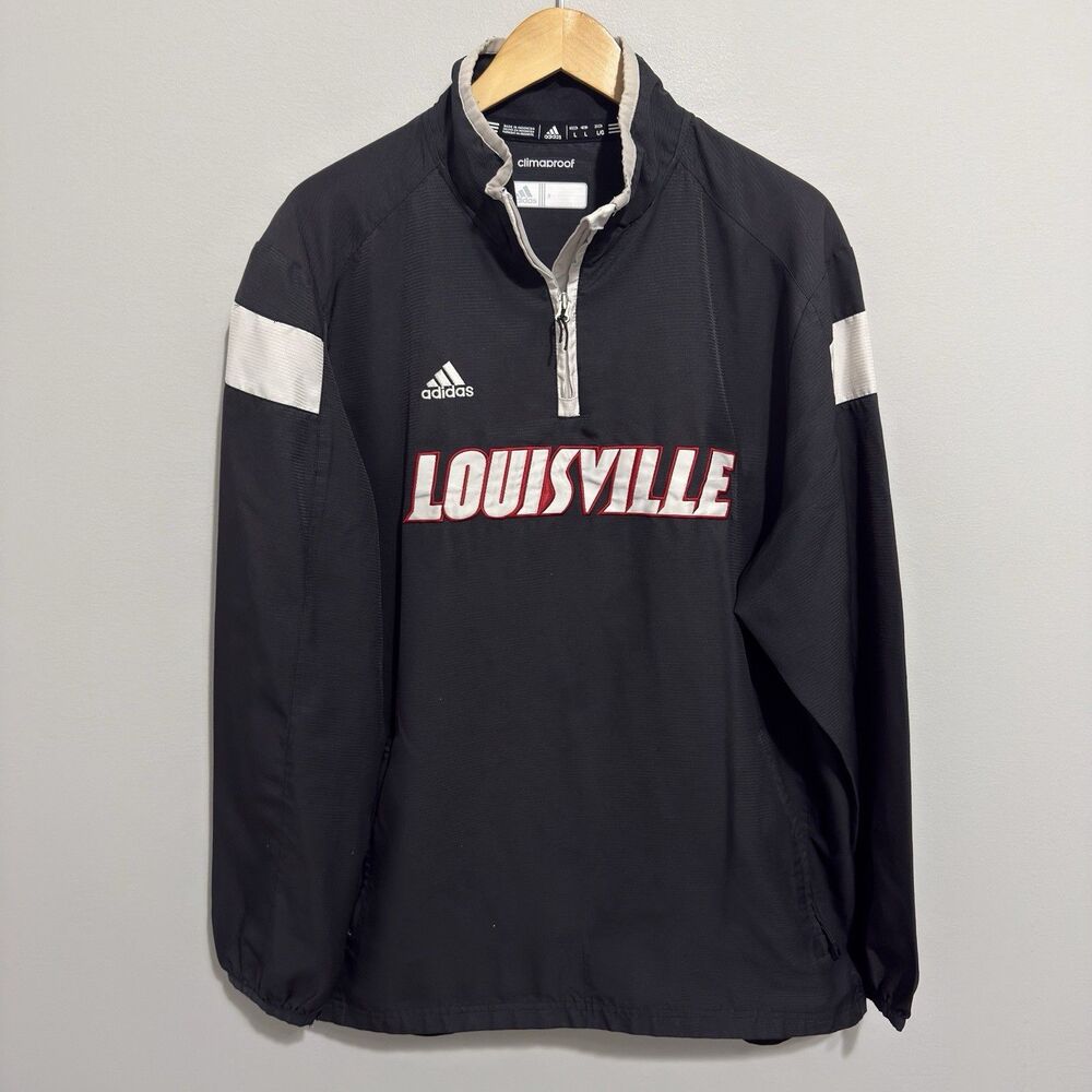 Louisville Cardinals Jacket Men Large 1/4 Zip Adidas Basketball Team Issue